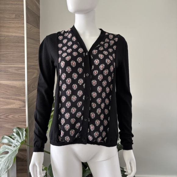 Marni Cardigan Black Long Sleeve Print Jewel Casmere / Silk Sz 40 Authentic❤️ - Picture 2 of 8